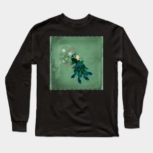 Elegant peacock with cage and flowers Long Sleeve T-Shirt